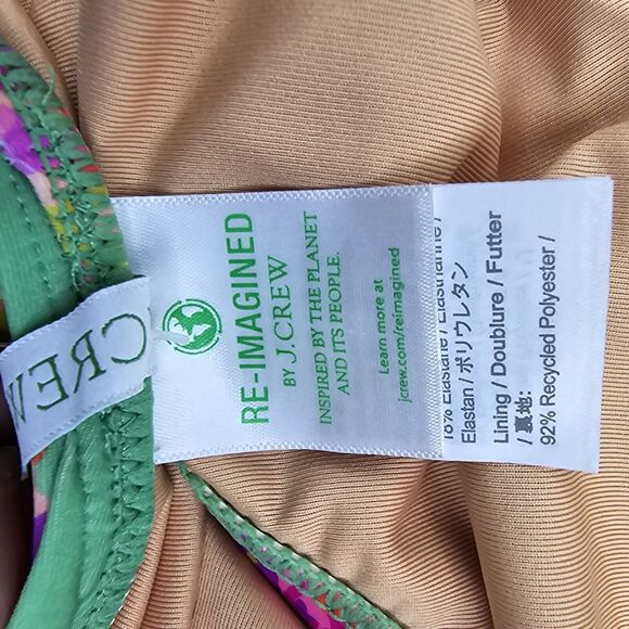 J Crew One Piece Green Criss Cross Cut Out Green Bikini Swim Suit Floral - Picture 10 of 14